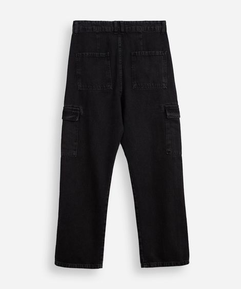calça jeans juvenil cargo preta