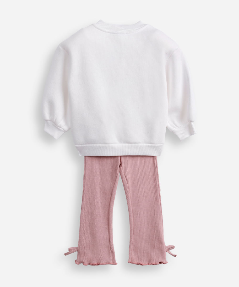 conjunto de moletom infantil stitch off white