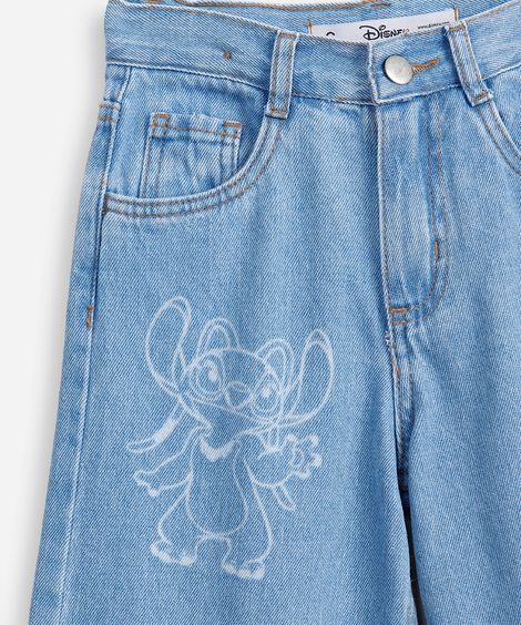 calça wide leg infantil jeans angel azul