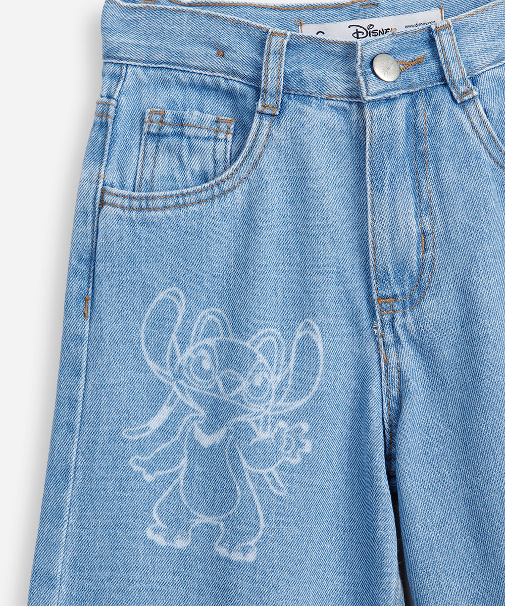 calça wide leg infantil jeans angel azul