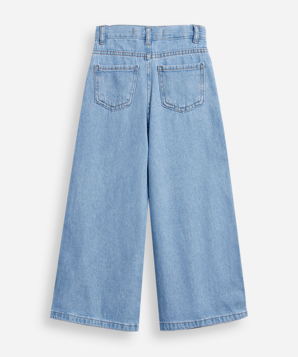 calça wide leg infantil jeans angel azul