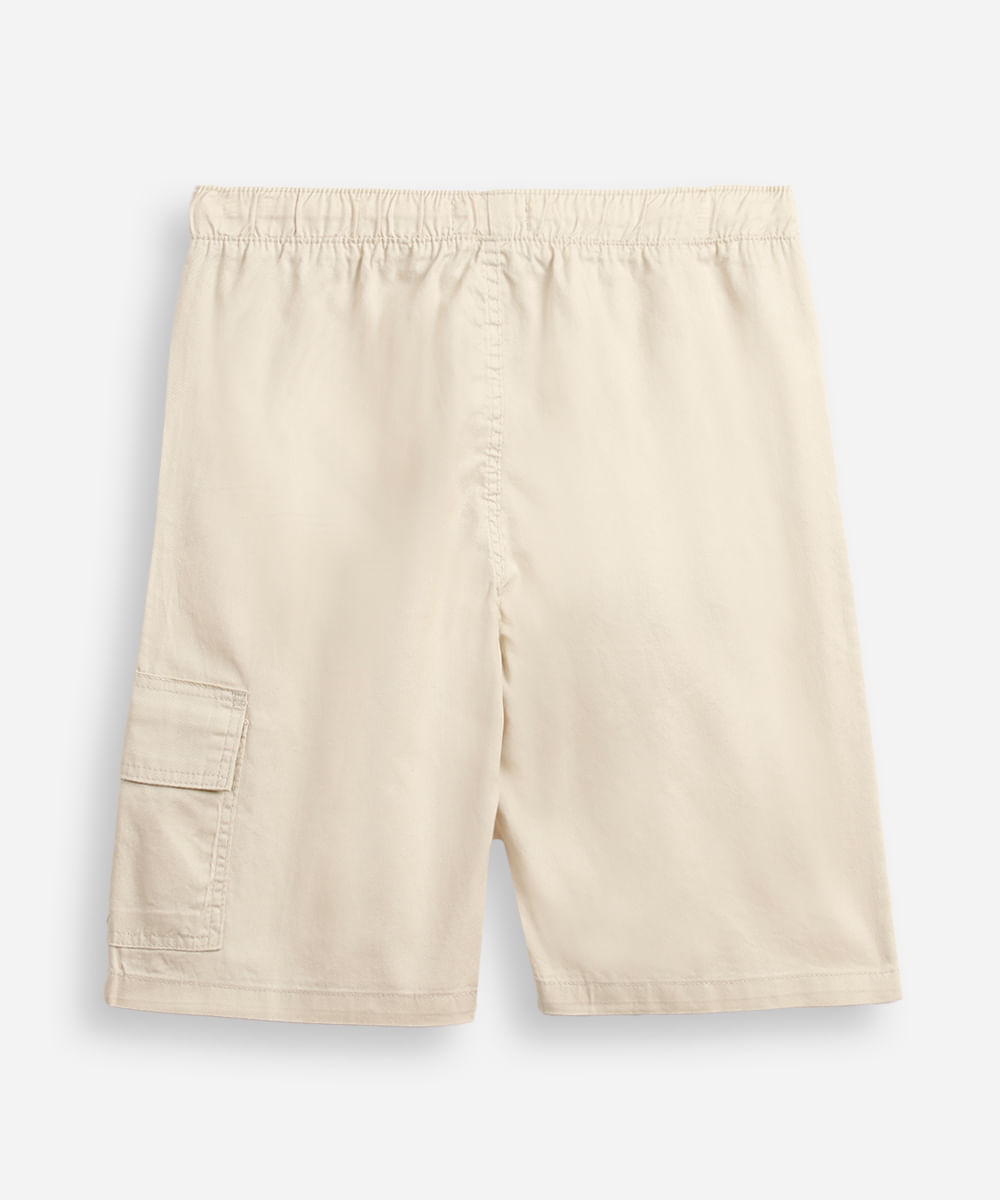 bermuda juvenil baggy sarja cargo bege