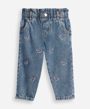 calça jeans infantil clochard stitch azul
