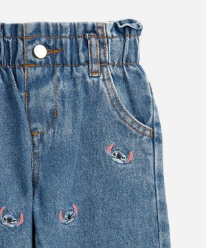 calça jeans infantil clochard stitch azul