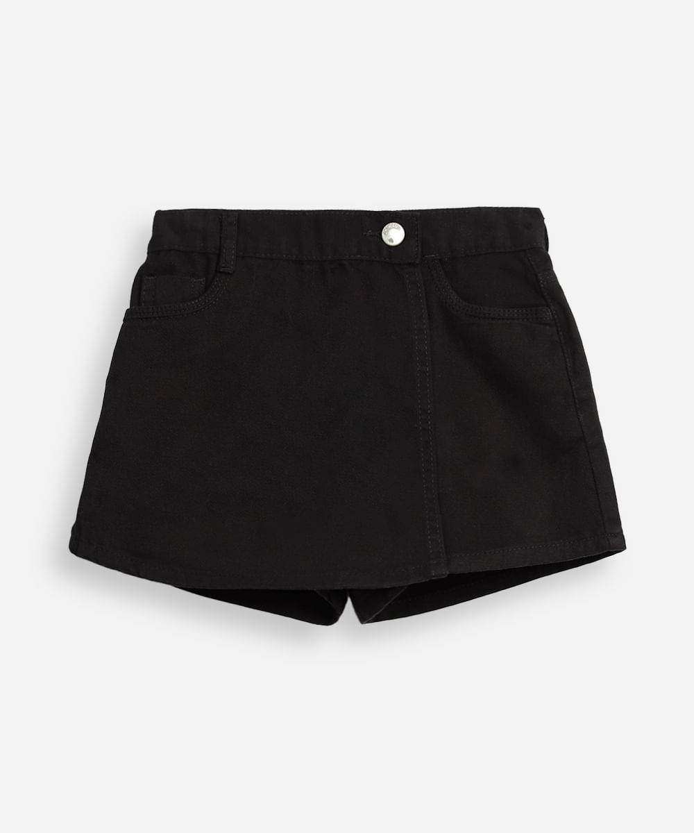 short saia infantil transpassado preto