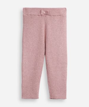 legging infantil tricot laço rosa