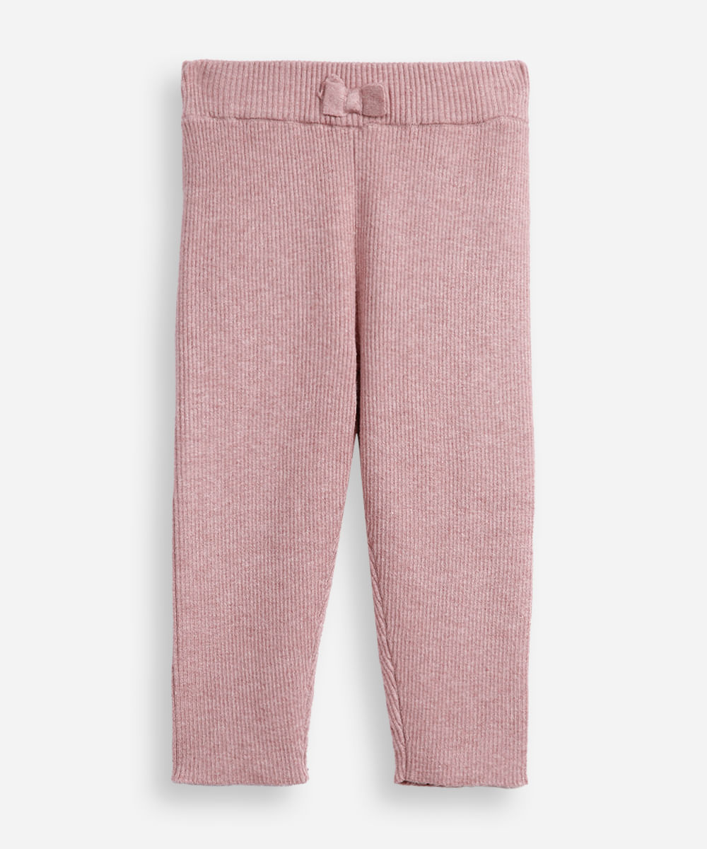 legging infantil tricot laço rosa