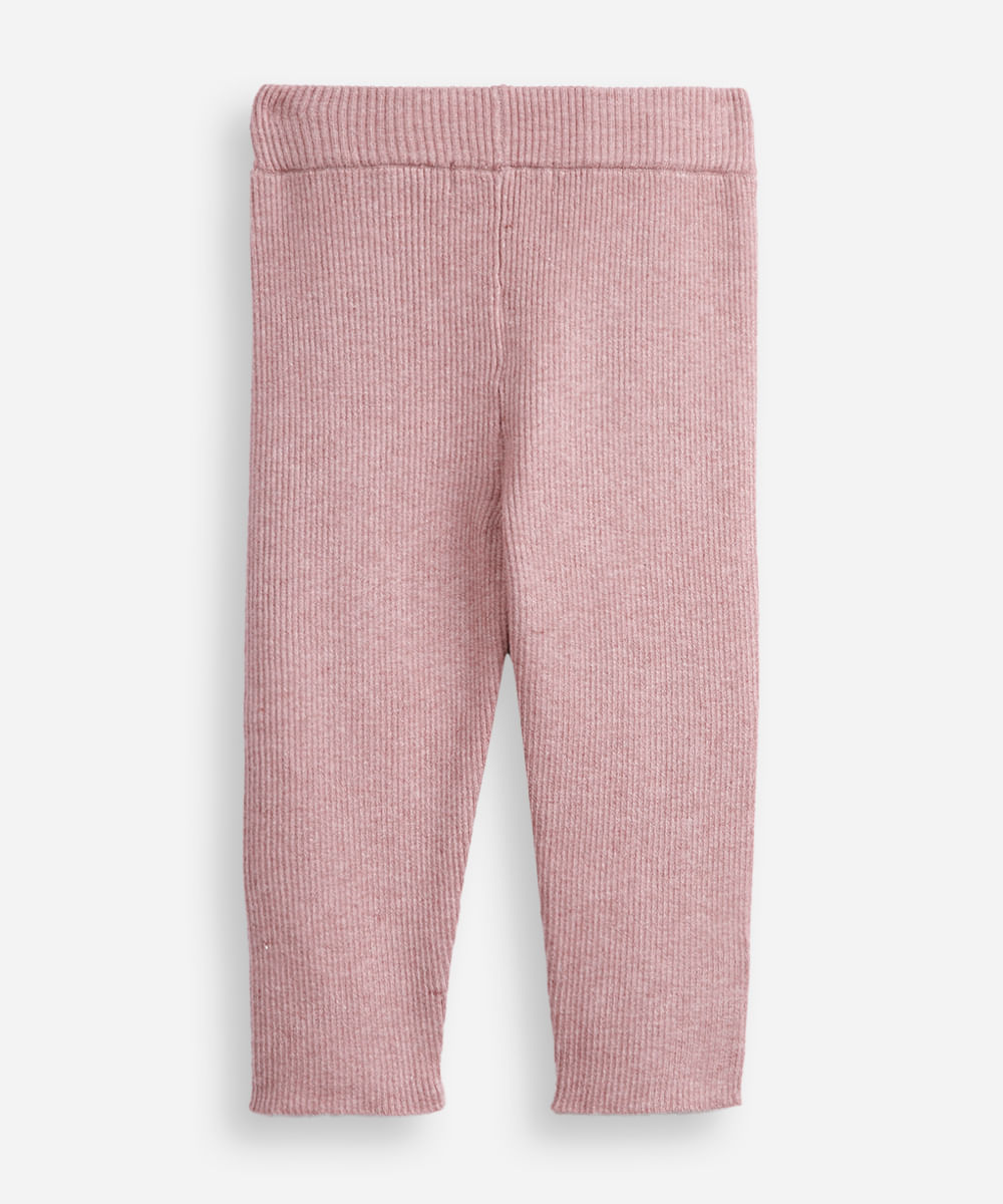 legging infantil tricot laço rosa