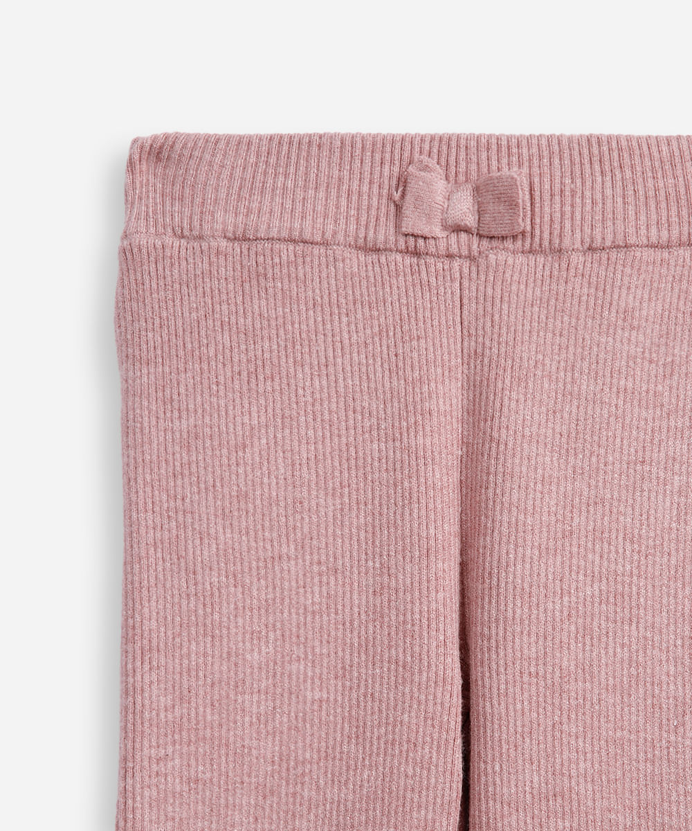 legging infantil tricot laço rosa