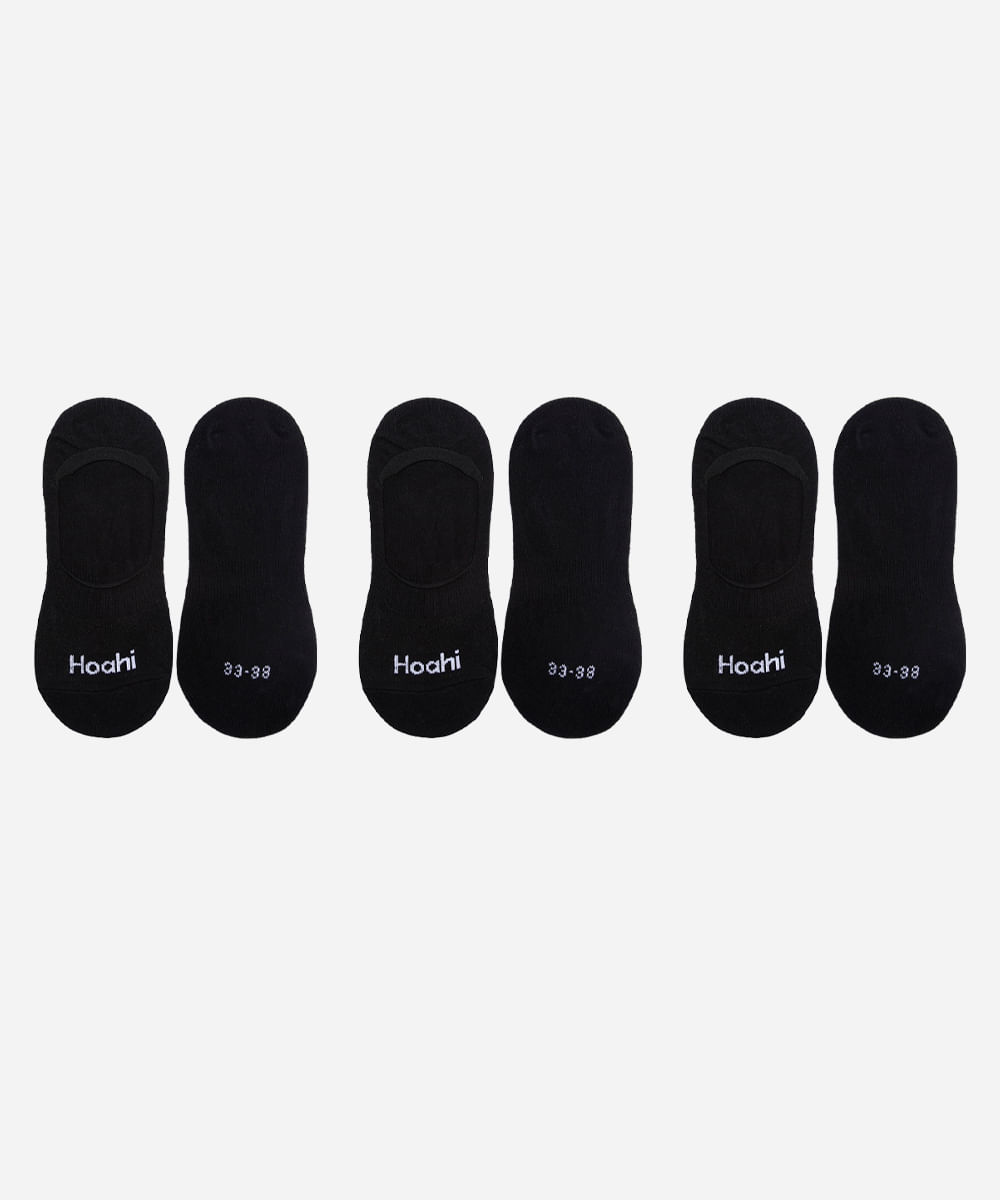 kit 3 meias invisíveis hoahi preto