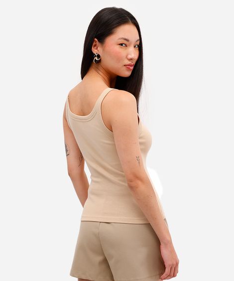 regata básica feminina canelada bege