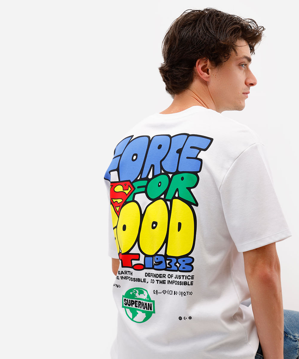 camiseta masculina super homem com adesivos off white