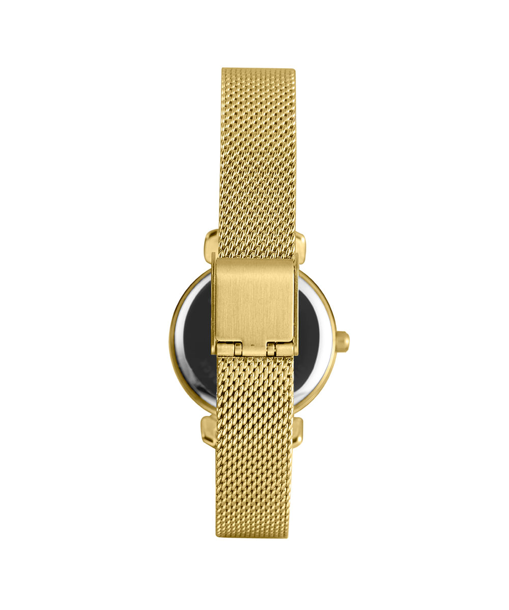 kit relógio feminino lince lrgh234l28k0c7c2kx analógico dourado
