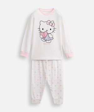 pijama longo infantil hello kitty off white