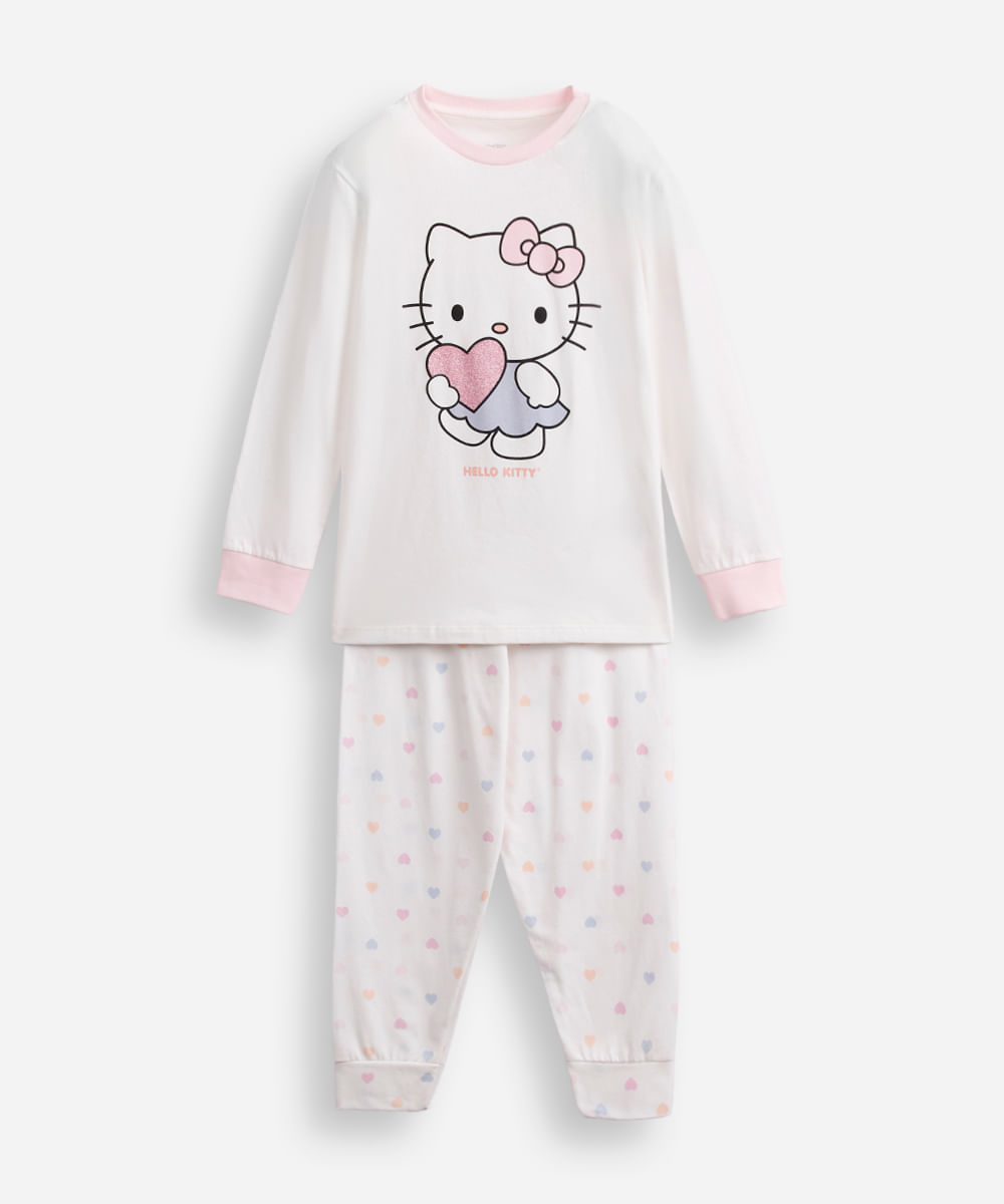 pijama longo infantil hello kitty off white