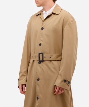trench coat masculino de sarja com cinto bege