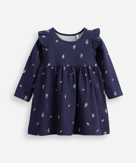 vestido infantil de algodão floral azul