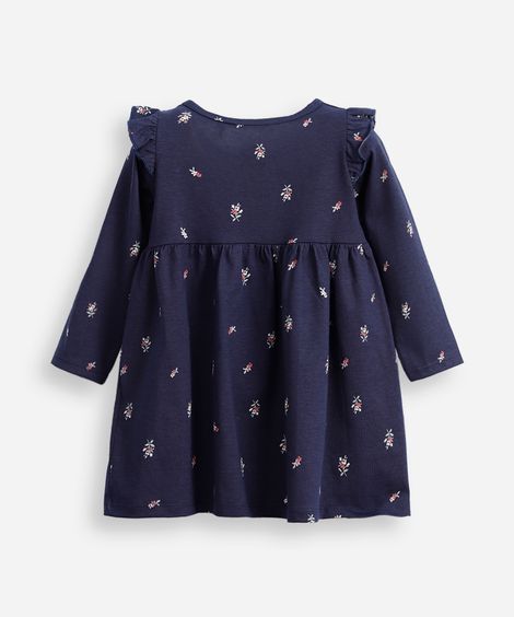 vestido infantil de algodão floral azul