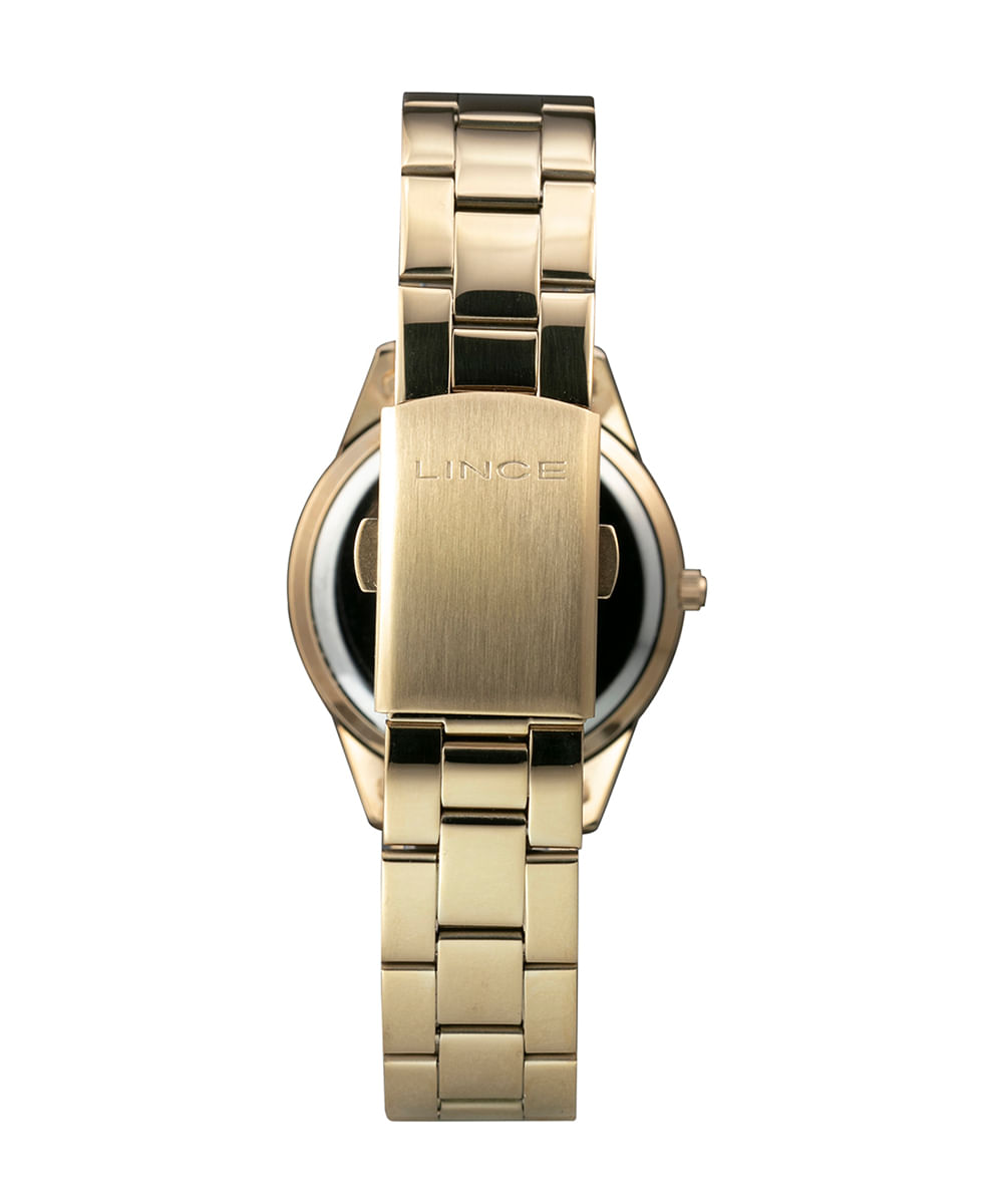 kit relógio feminino lince lrg4744l34k01tb2kx analógico dourado