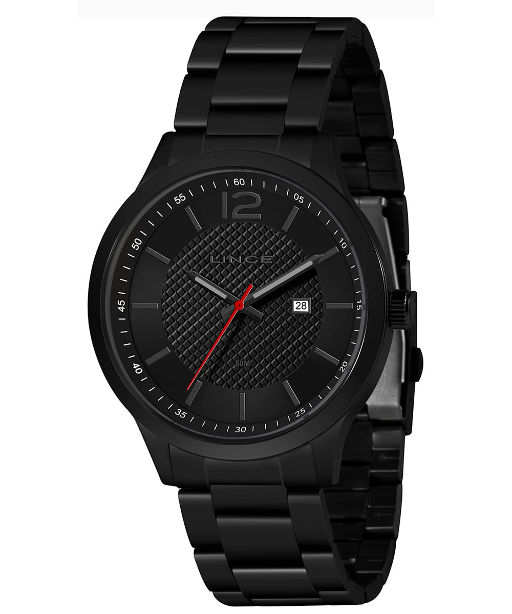 relógio masculino lince mrn4692l p2px analógico calendário preto