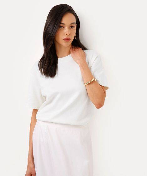 camiseta oversized feminina de algodão peruano interlock off white