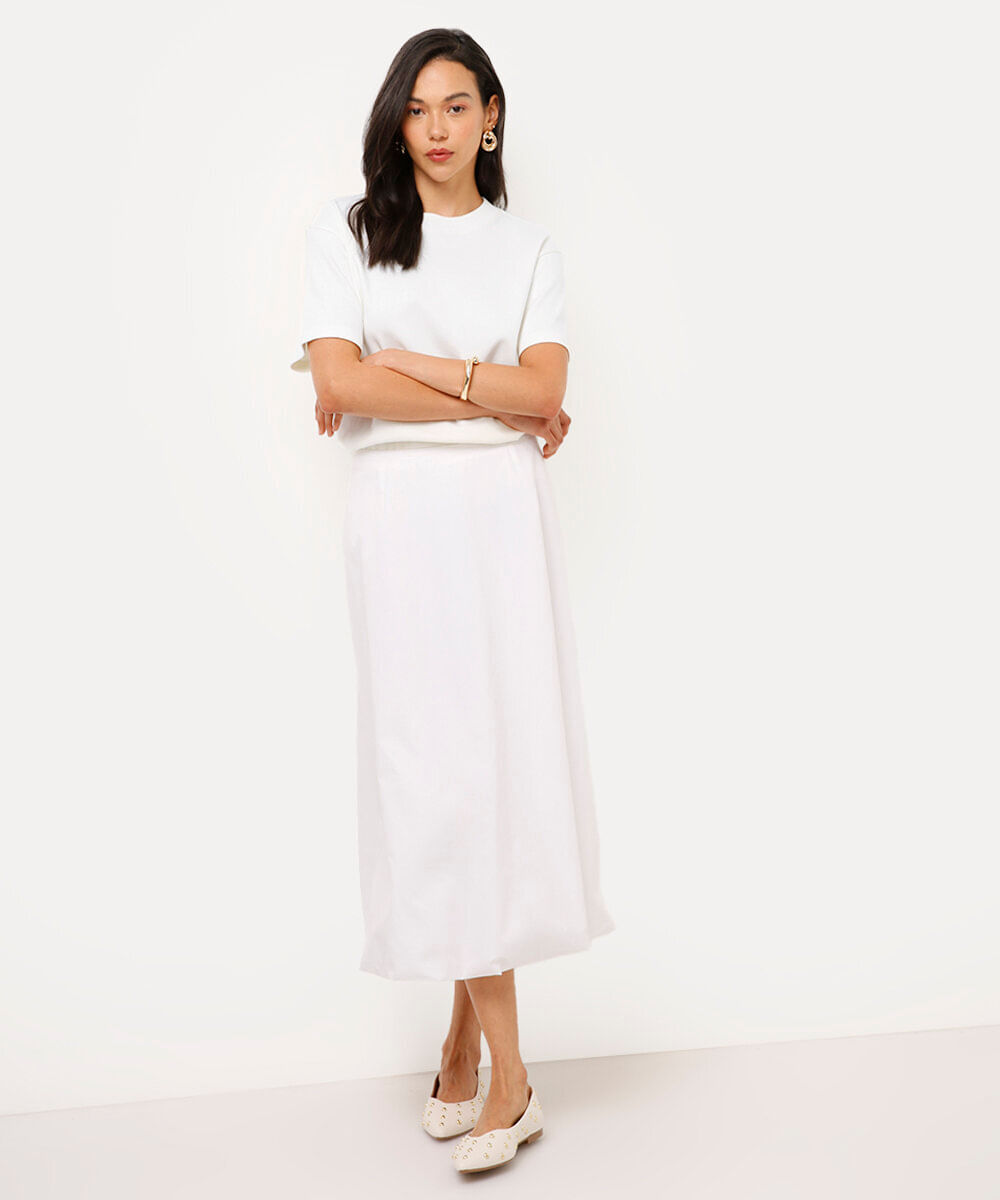 camiseta oversized feminina de algodão peruano interlock off white