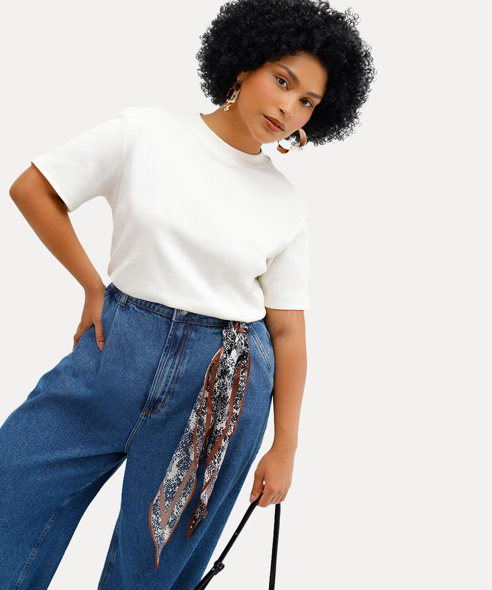 camiseta oversized feminina de algodão peruano interlock off white