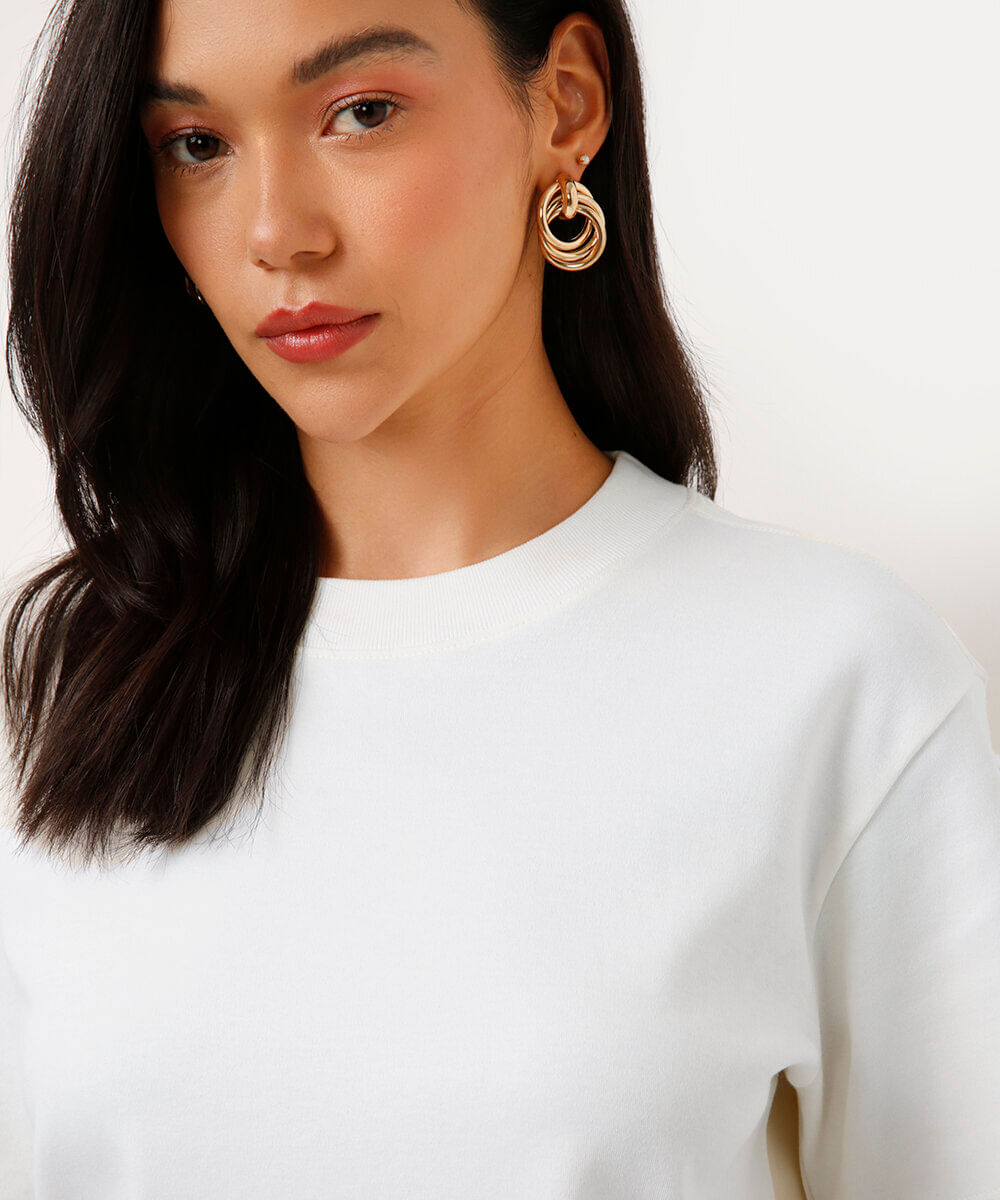 camiseta oversized feminina de algodão peruano interlock off white