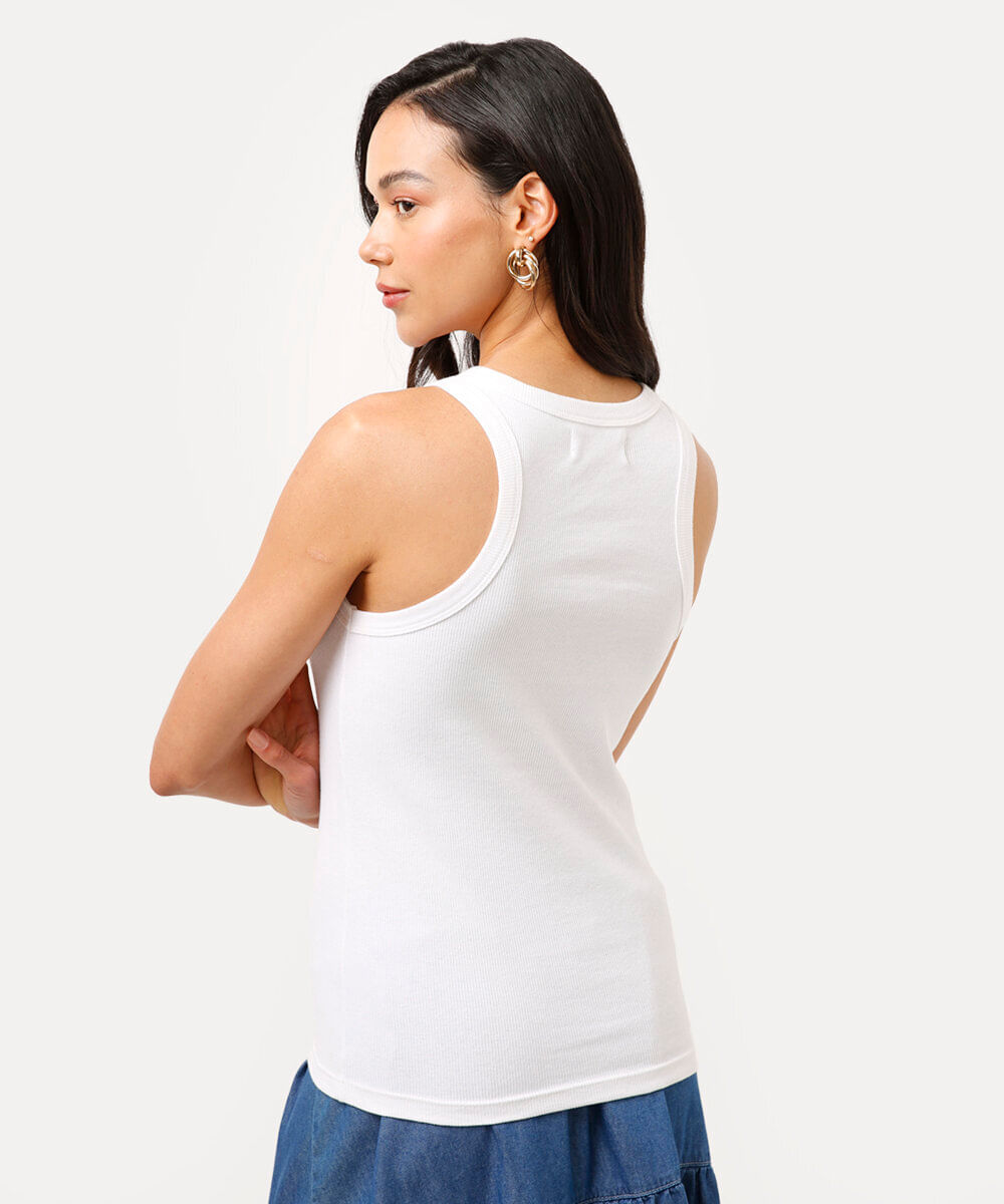 regata de algodão canelada off white