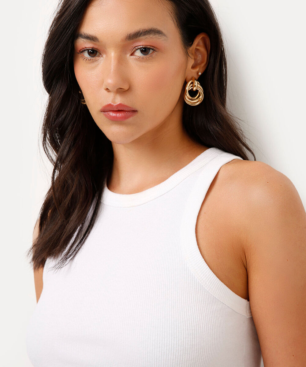 regata de algodão canelada off white