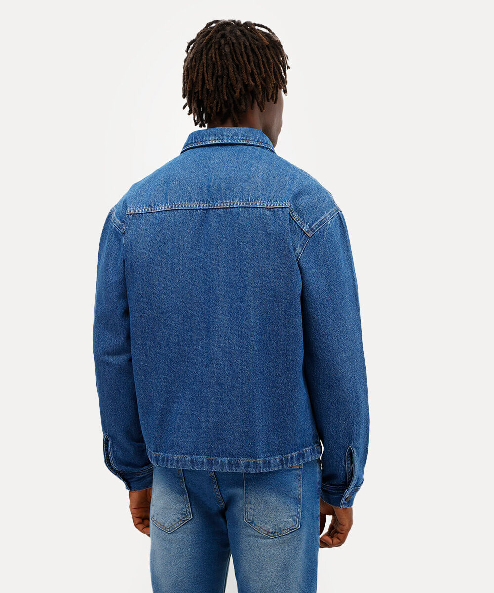 camisa overshirt masculina jeans azul