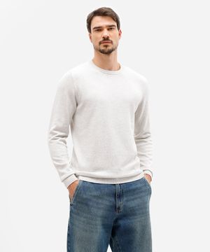 suéter masculino de tricot básico off white