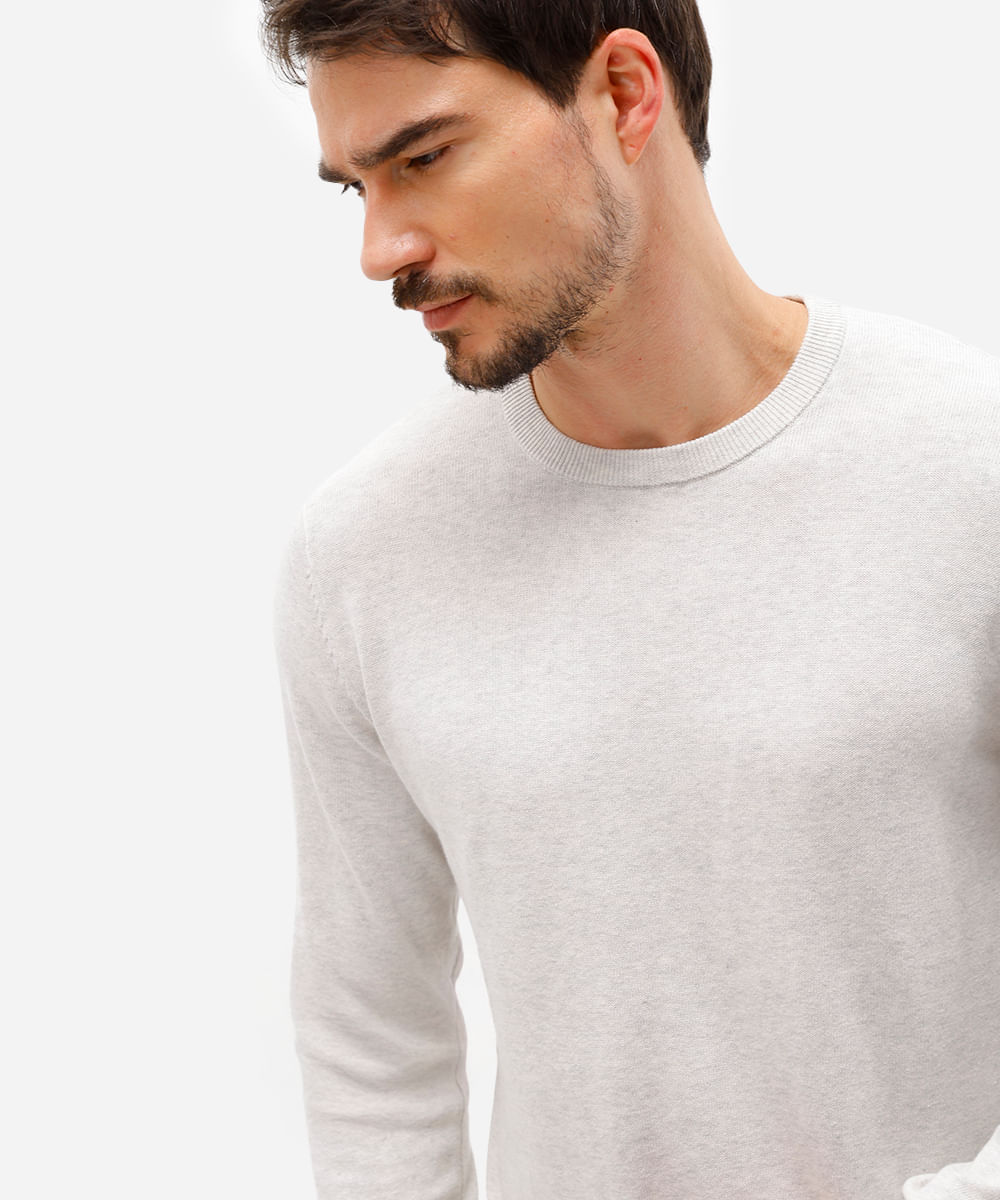 suéter masculino de tricot básico off white