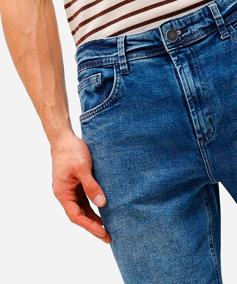 calça slim masculina jeans azul