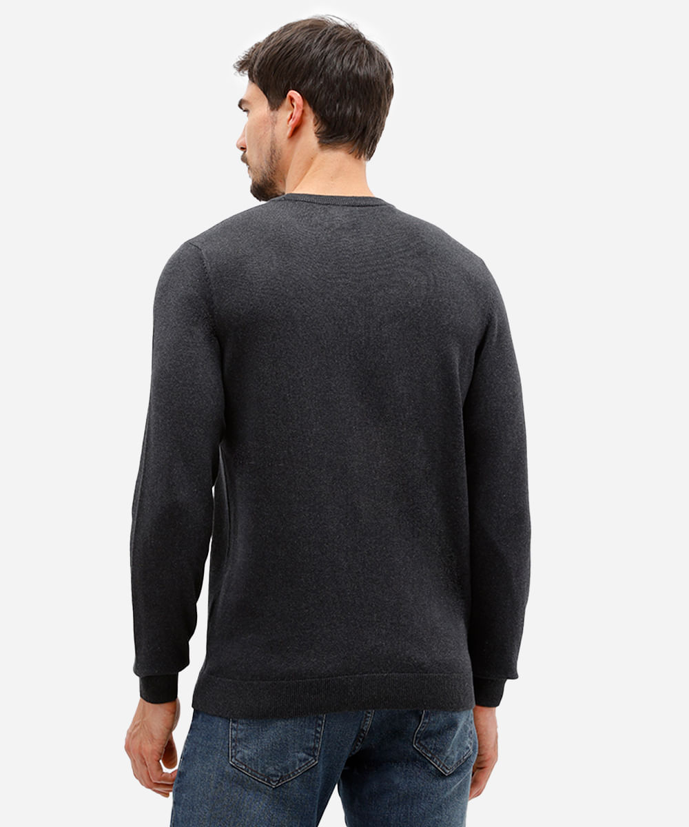 suéter masculino de tricot básico cinza