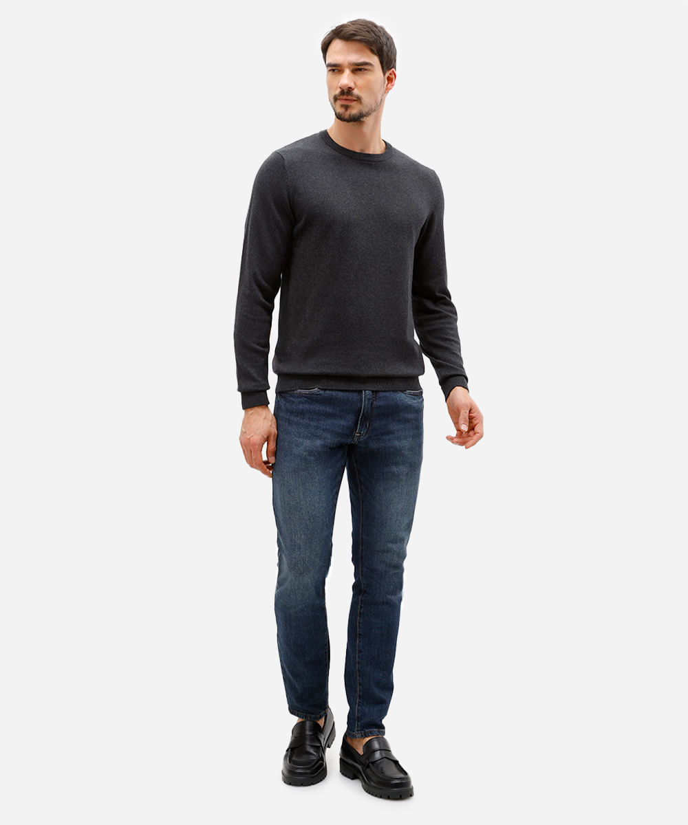 suéter masculino de tricot básico cinza