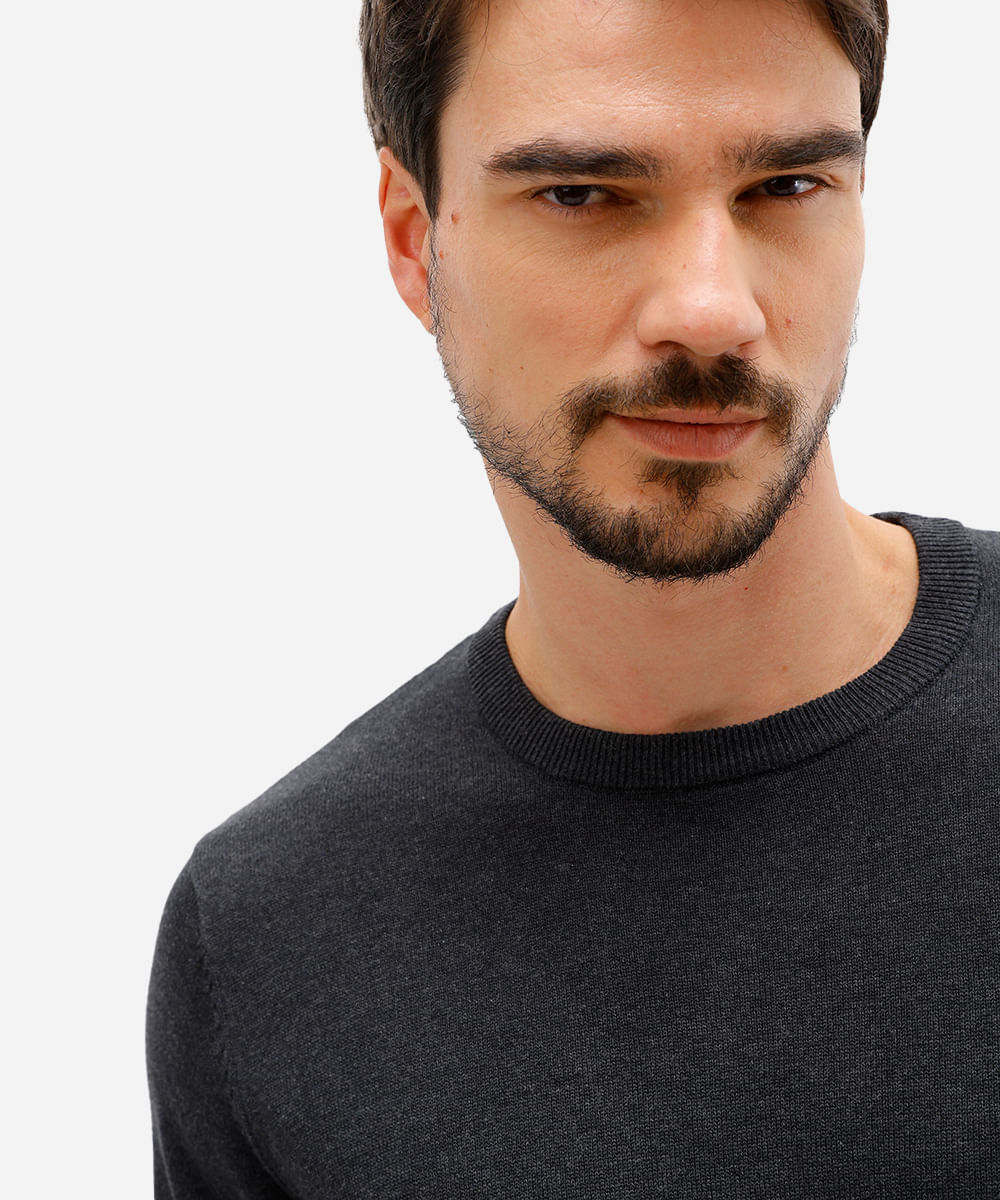 suéter masculino de tricot básico cinza