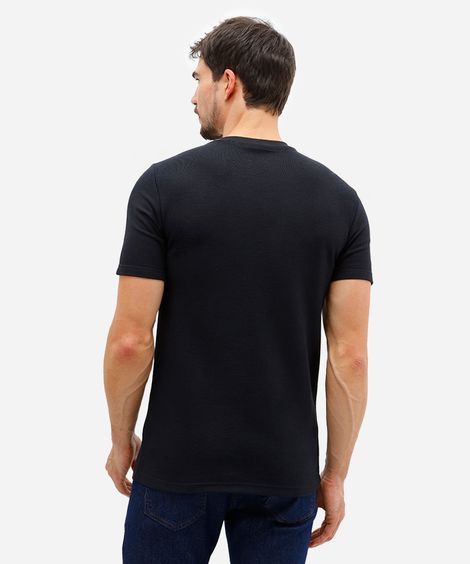 camiseta de algodão texturizada manga curta preta