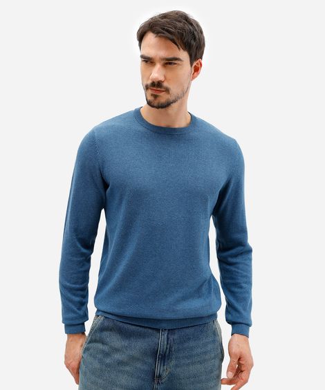 suéter masculino de tricot básico azul