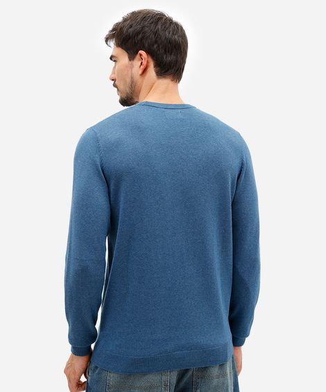 suéter masculino de tricot básico azul