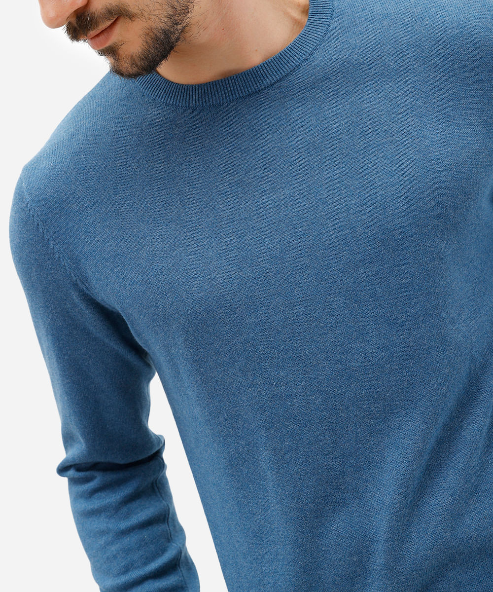 suéter masculino de tricot básico azul