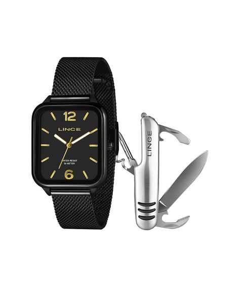kit relógio masculino lince mqna213l34ka7rpkpx analógico preto