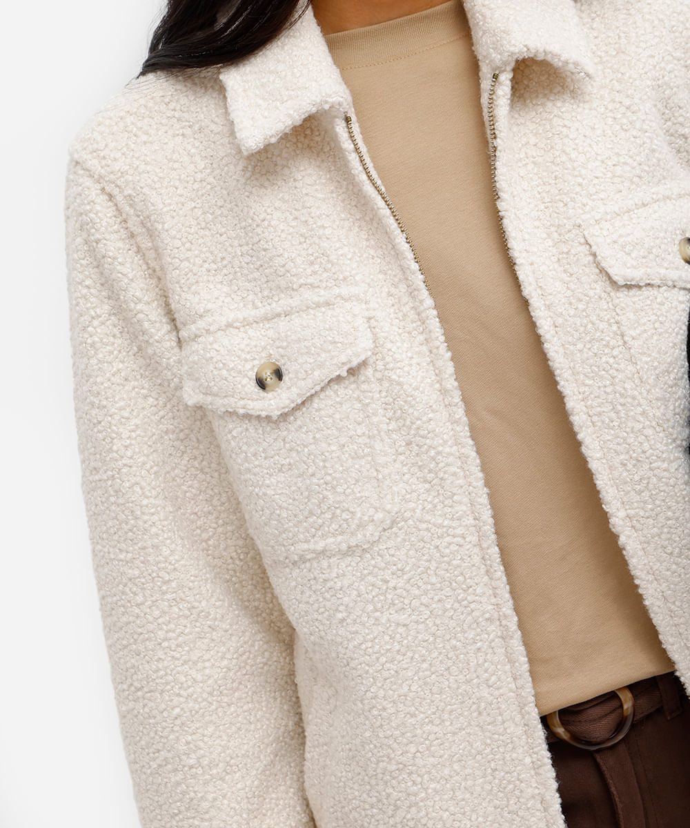 jaqueta feminina oversized texturizada bege