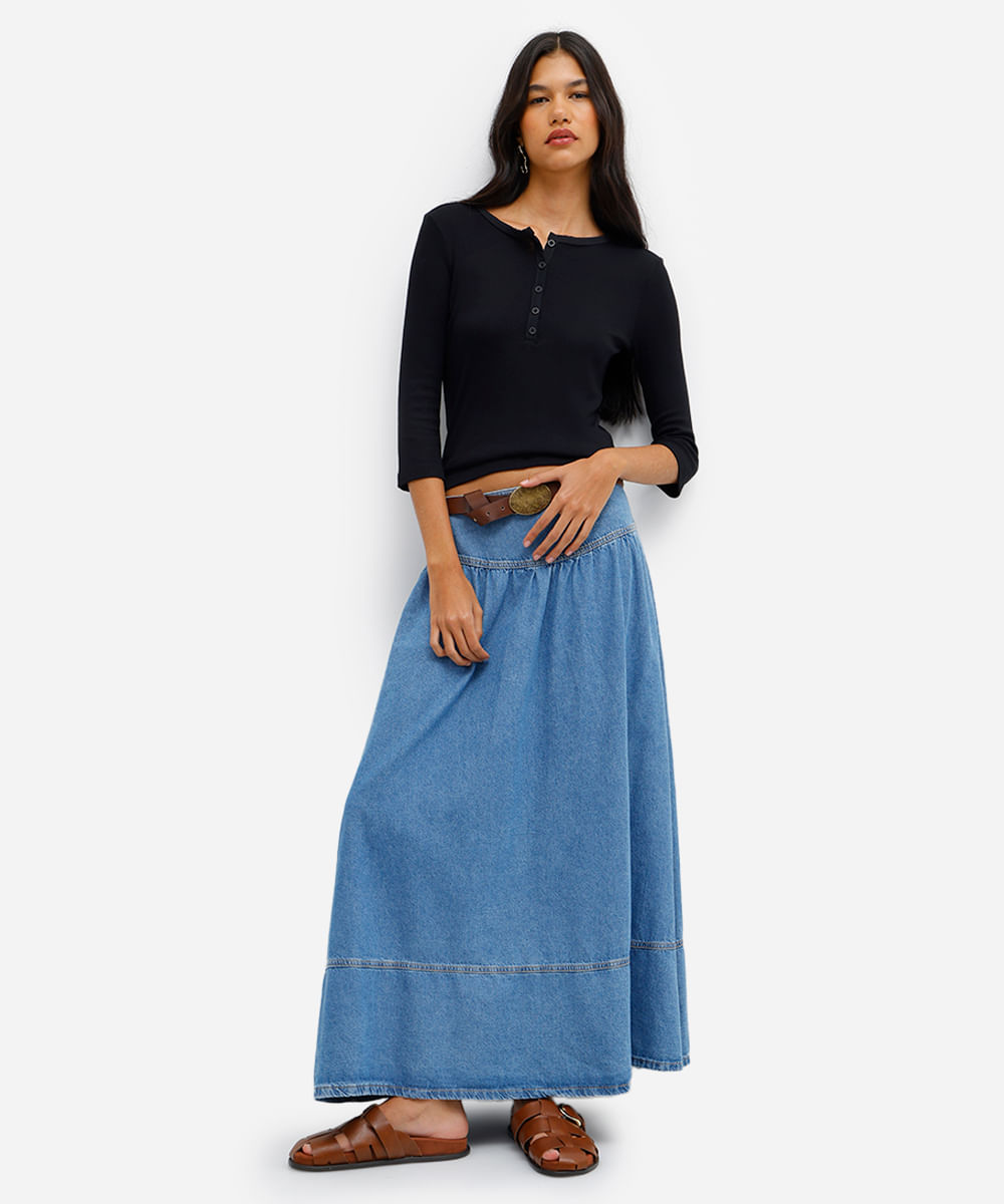 blusa feminina de viscose manga longa canelada preta