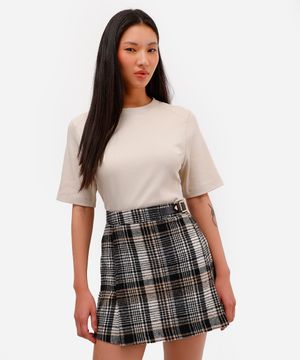 camiseta feminina de algodão peruano oversized com recorte bege