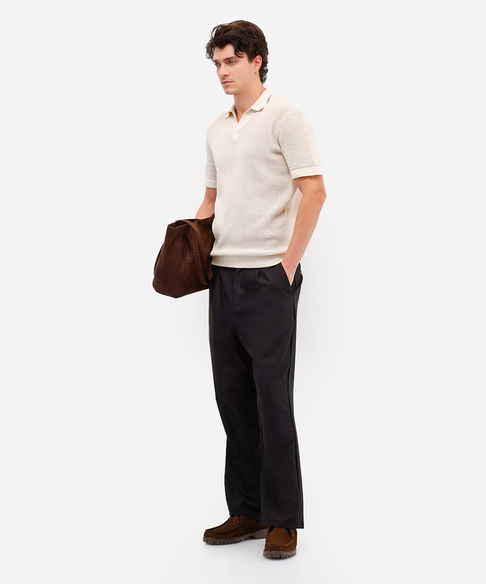 calça masculina de alfaiataria com pregas preta