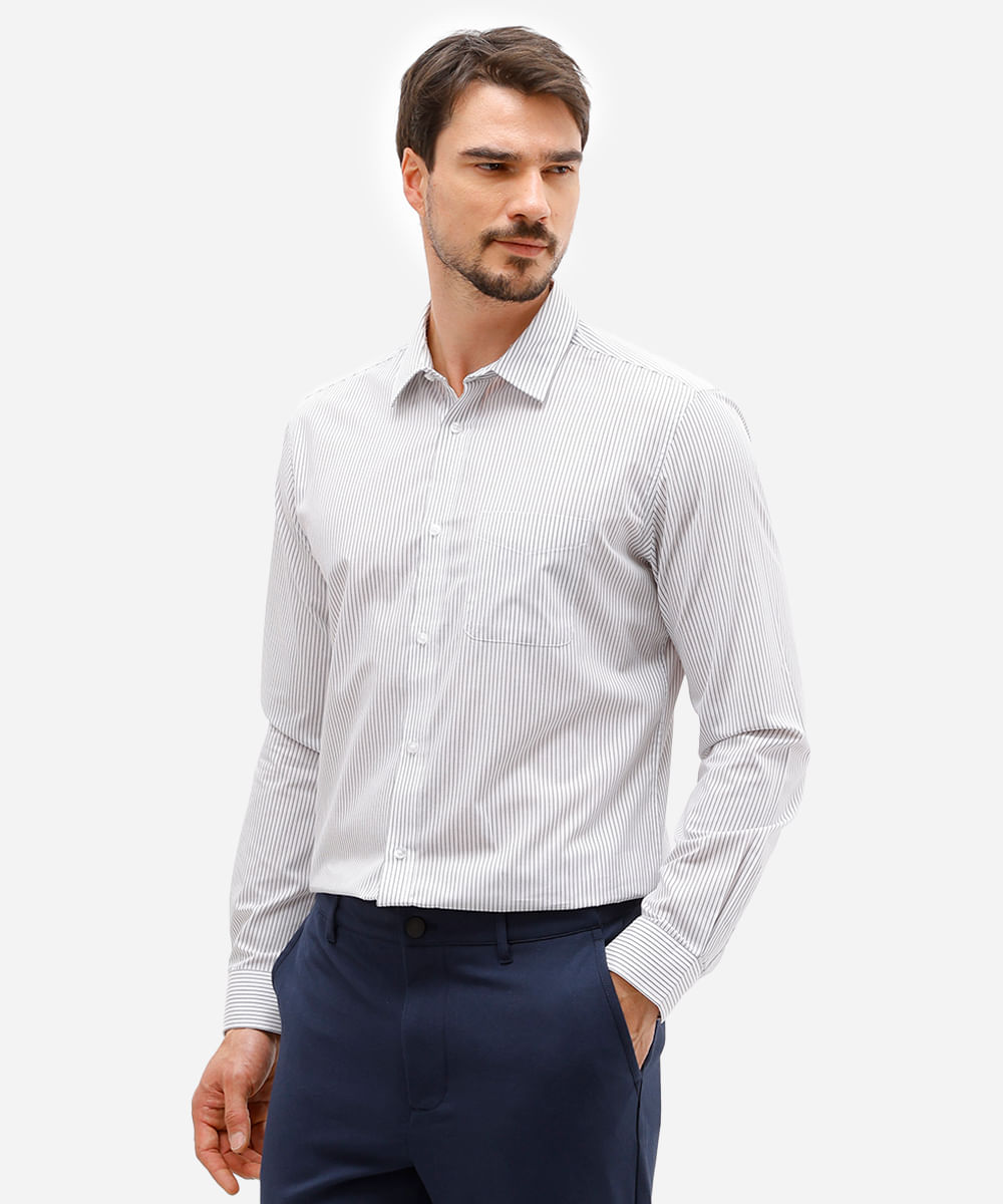 camisa manga longa quadriculada - cinza mescla escuro