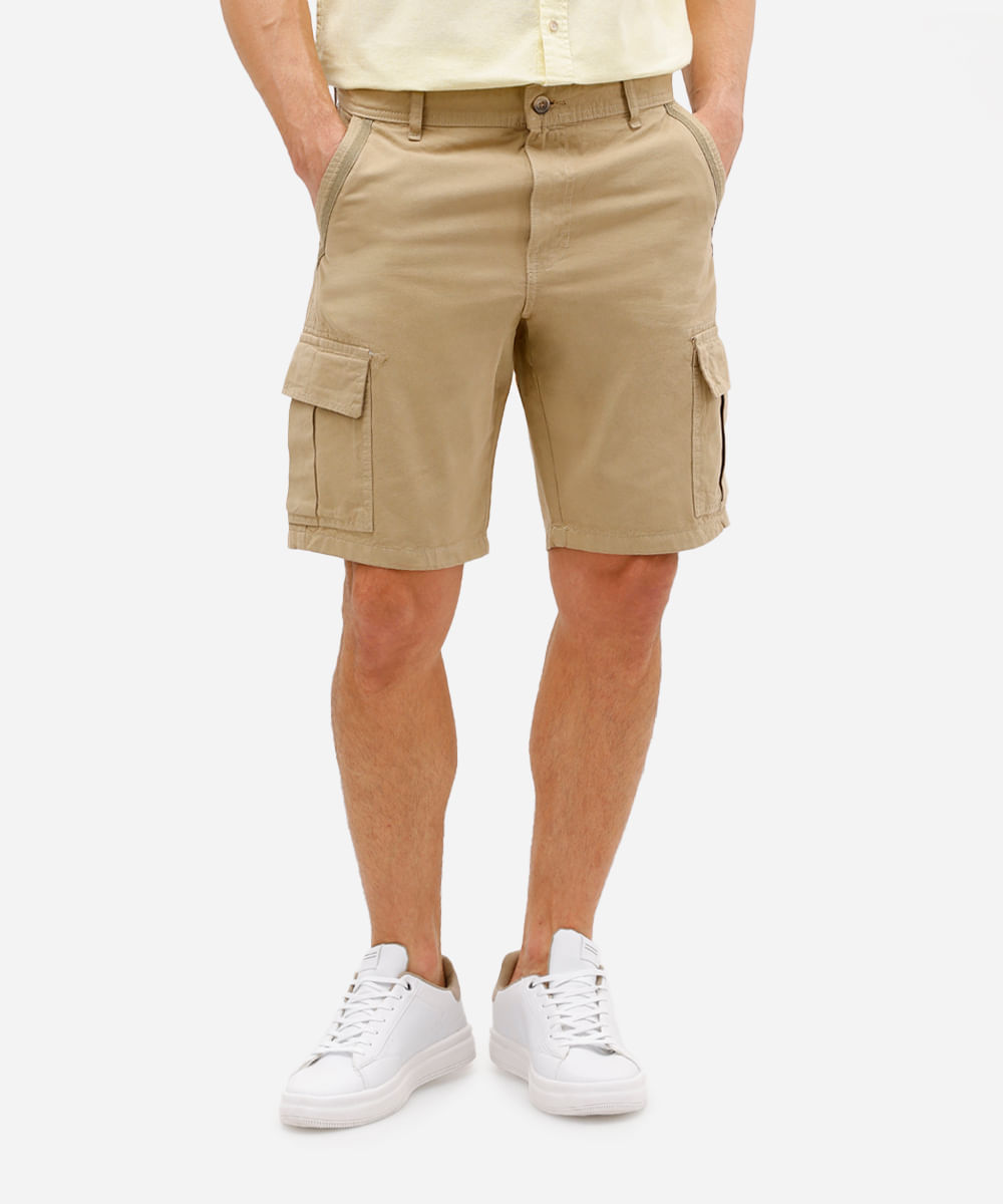 bermuda cargo masculina de sarja - kaki