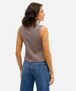 colete feminino de jacquard xadrez colorida