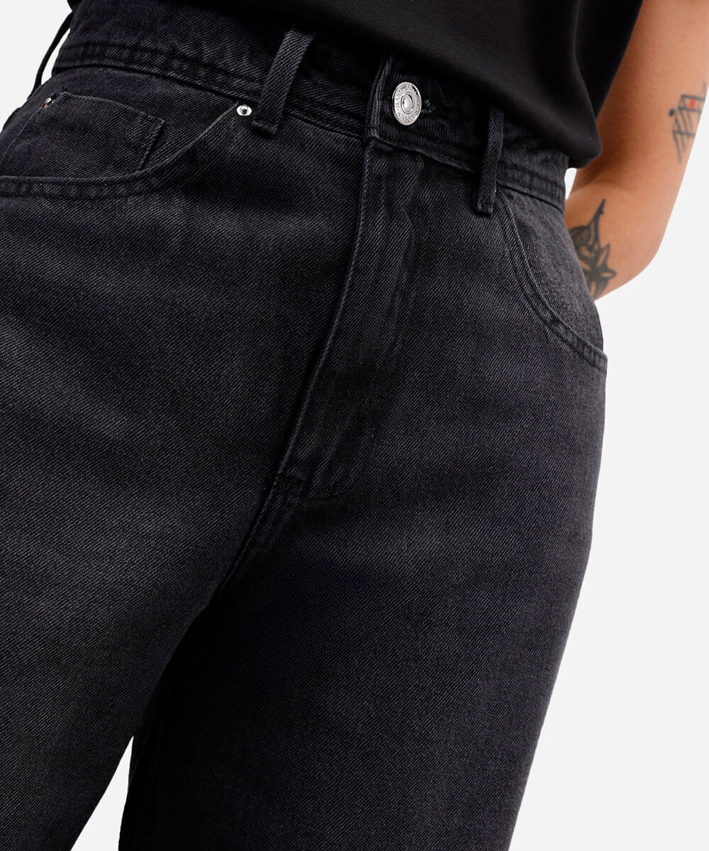 calça wide leg slim feminina jeans preta